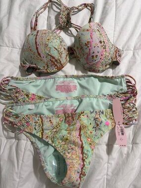 Victoria's Secret Mint Paisley Strappy Bikini